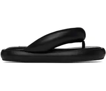 Black Vegan Leather 'Fluff Flops' Sandals