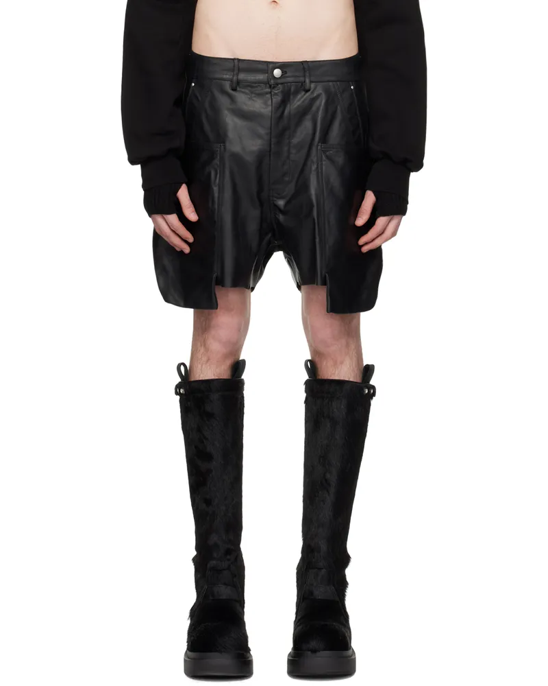 Rick Owens Black Stefan Leather Shorts 09