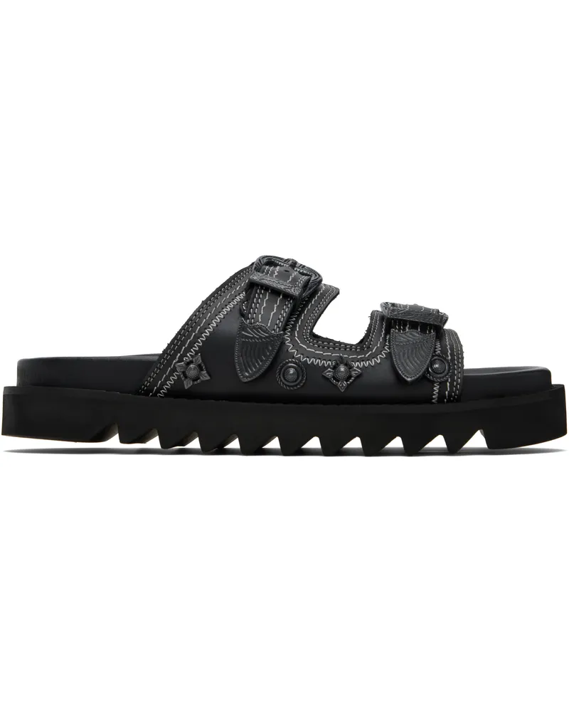 Toga Black Leather Sandals Black