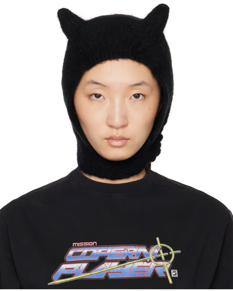 COPERNI Black Knitted Horn Beanie Black