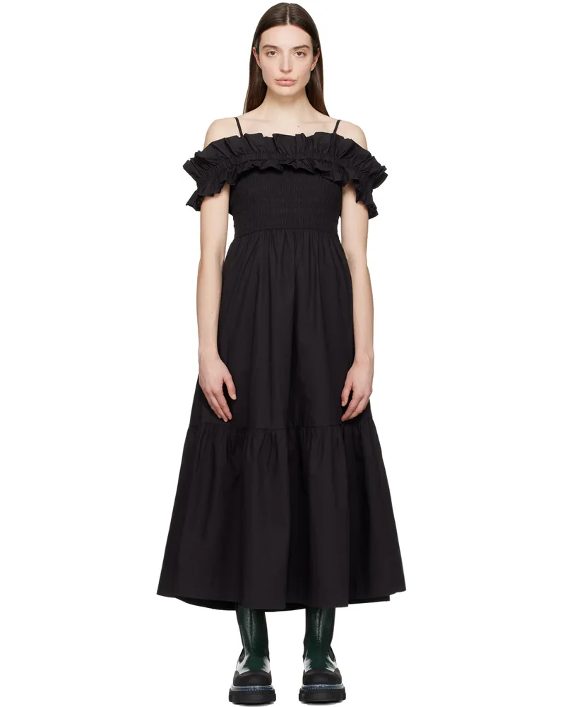 Ganni Black Smock Maxi Dress 099
