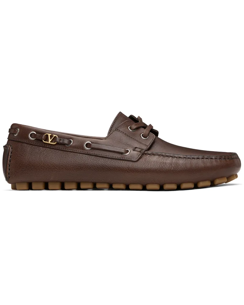 Valentino Garavani Brown Driver Fastaway Buffalo Loafers Zwx