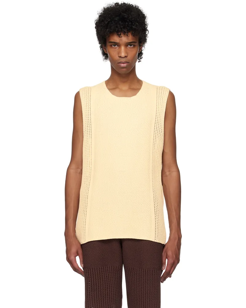 Issey Miyake Off-White Rustic Knit Vest 41-ivory