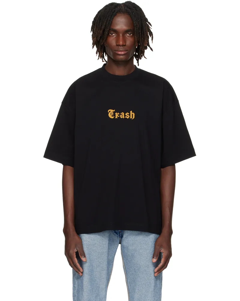 VETEMENTS Black 'Trash' Embroidered T-shirt Black