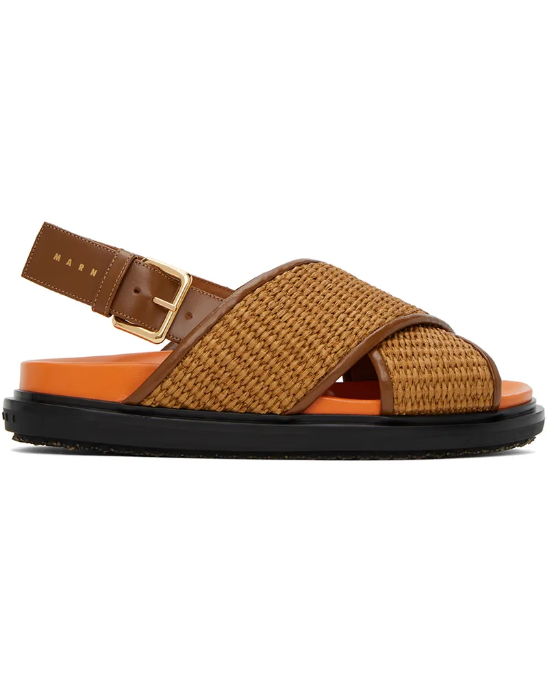 Marni Brown & Orange Fussbett Criss-Cross Sandals Zo140