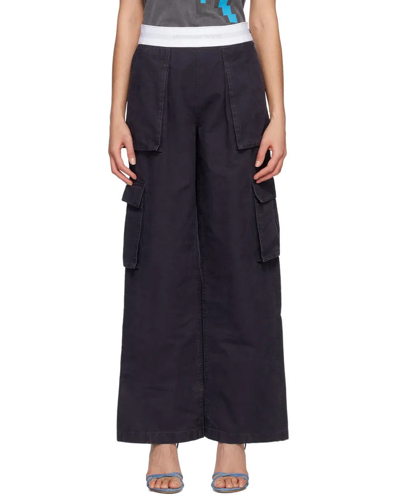 Alexander Wang Navy Rave Cargo Trousers 418