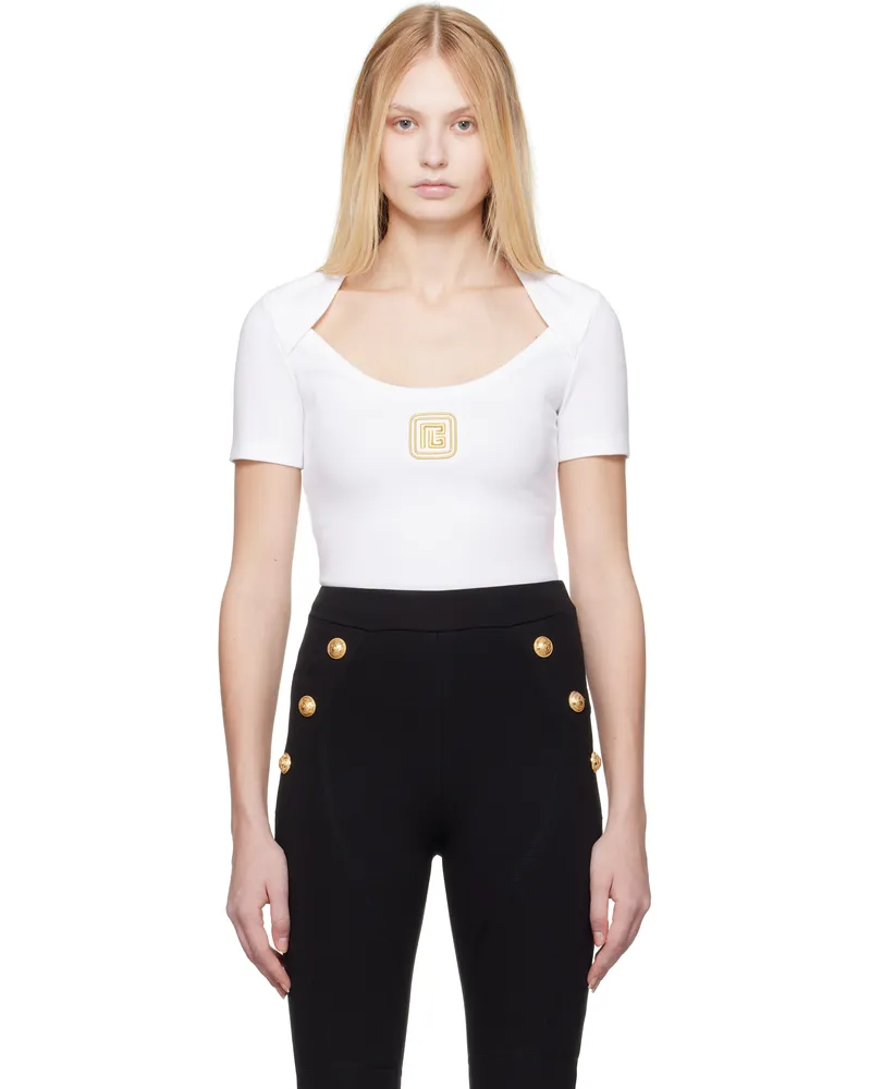 Balmain White Encolure Ronde T-shirt Gad