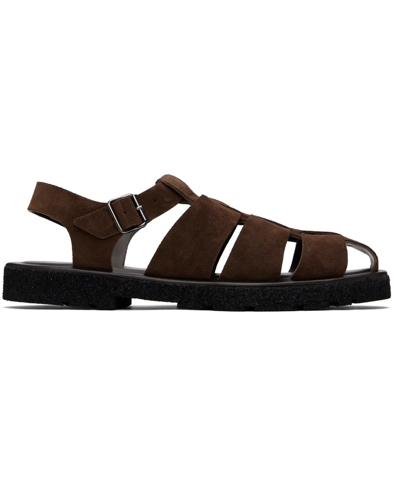 Paul Smith Brown Suede Sandoval Fisherman Sandals 66