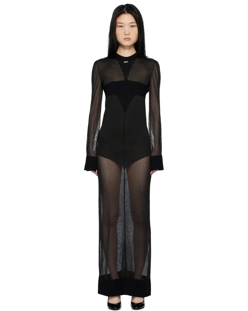 Jean Paul Gaultier Black 'The Long Logo Knit' Maxi Dress 00