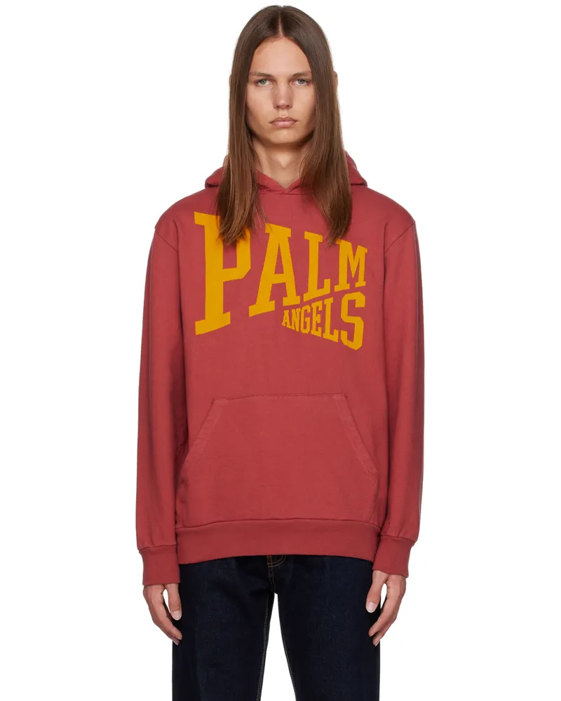 Palm Angels Burgundy College Hoodie Burgundy