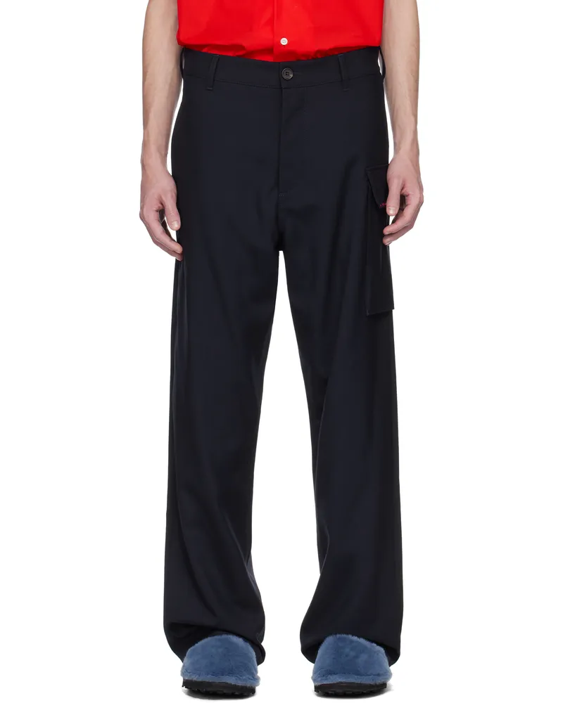 Marni Navy Tropical Wool Trousers 00b99