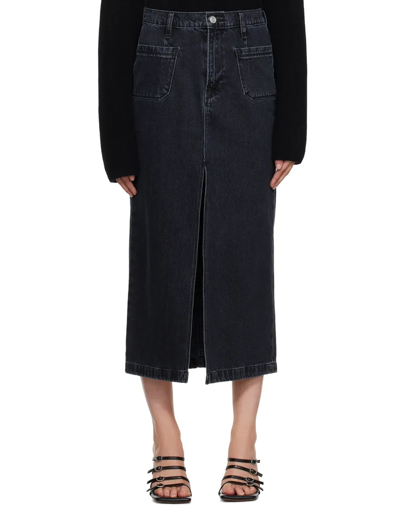 Frame Denim Black 'Le Bardot' Denim Maxi Skirt Inkwell