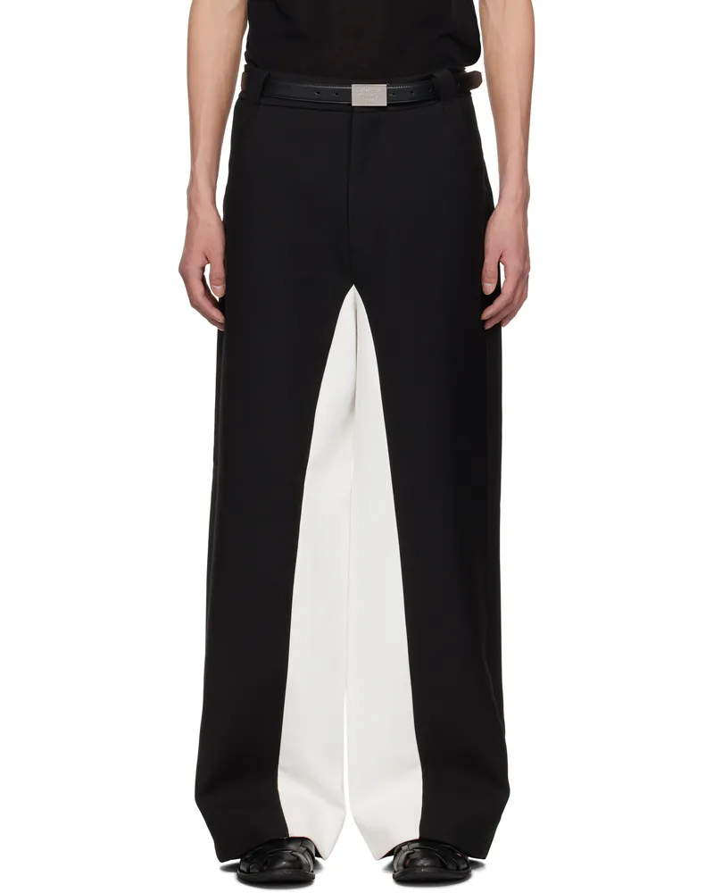 Fax Copy Express Black & White Stitched Suit Trousers Black