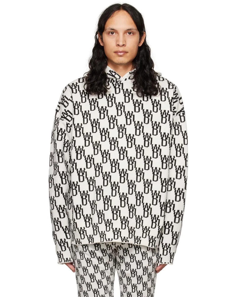 WE 11 DONE Off-White Graphic Hoodie Ivory