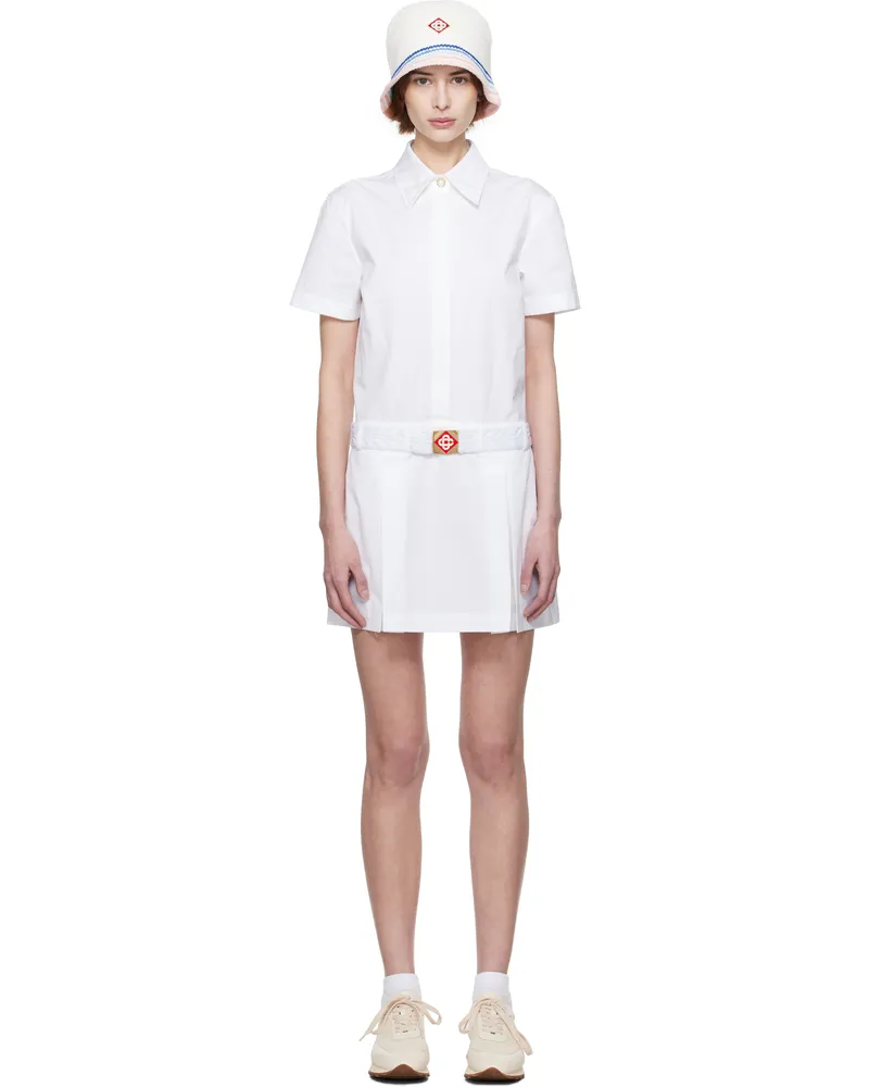 Casablanca Paris White Pleated Cotton Tennis Minidress White