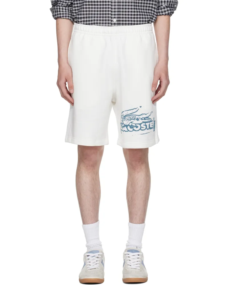 Lacoste White Graphic Print Shorts Cpi