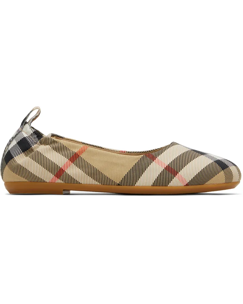 Burberry Kids Beige Check Ballerina Flats Sand