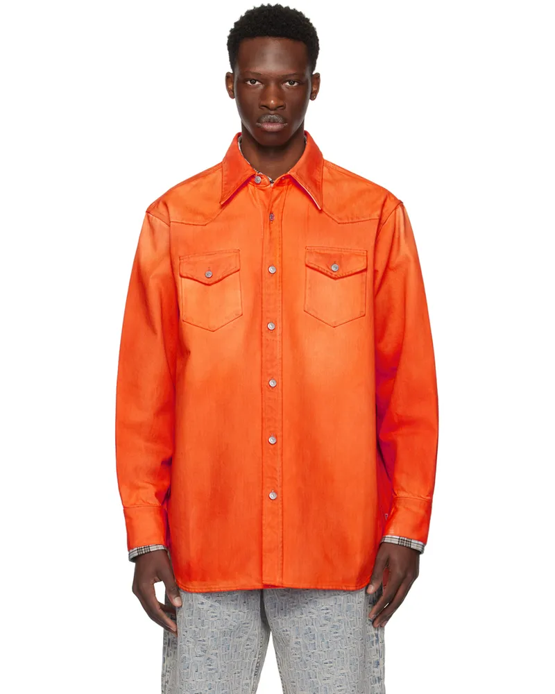 Acne Studios Orange Faded Denim Shirt Aqq
