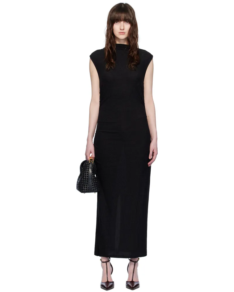 Elleme Black Draped Maxi Dress Black