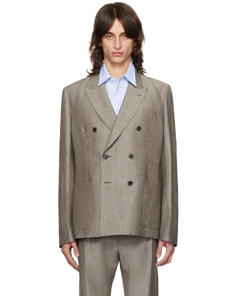 Paul Smith Brown Double-Breasted Blazer 61