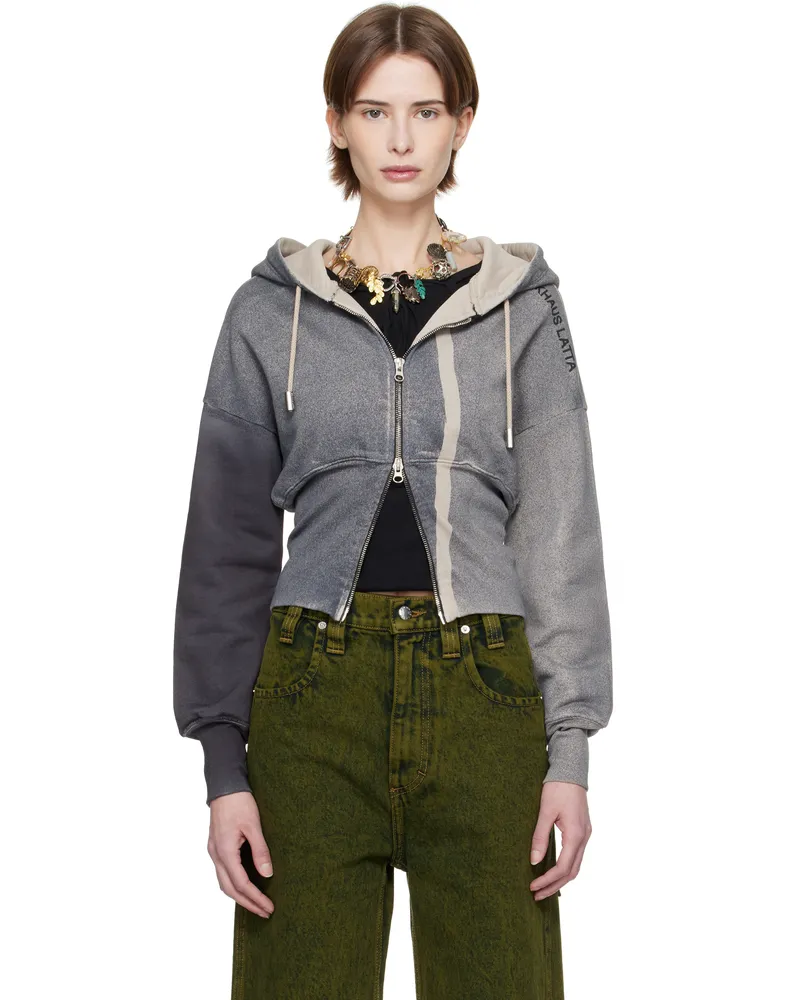 Eckhaus Latta Gray Snatched Hoodie Smog