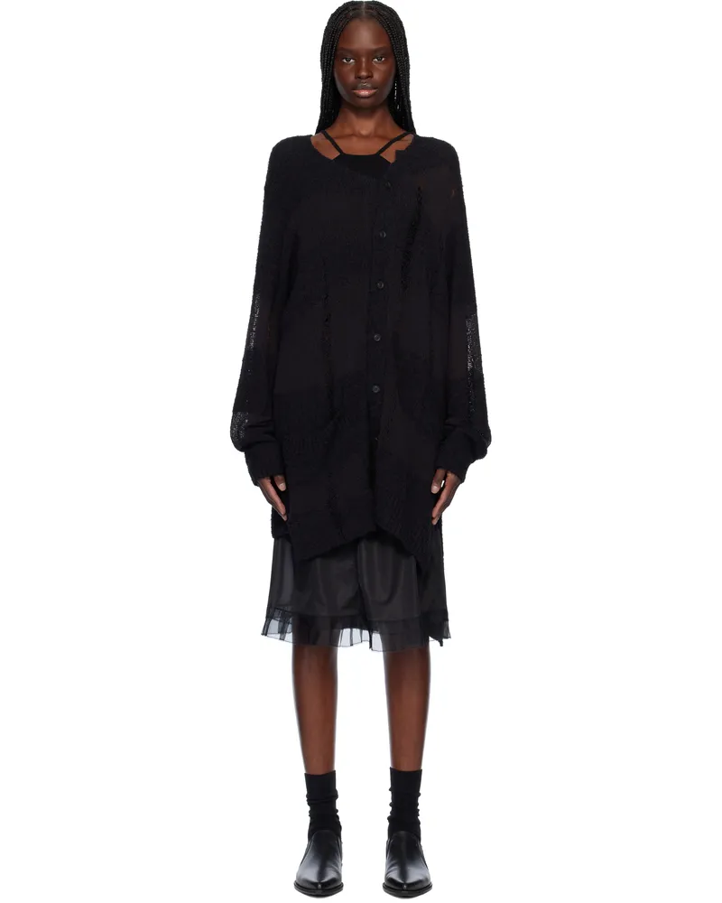 Yohji Yamamoto Black 5G Randome Damage Processed Cardigan 2