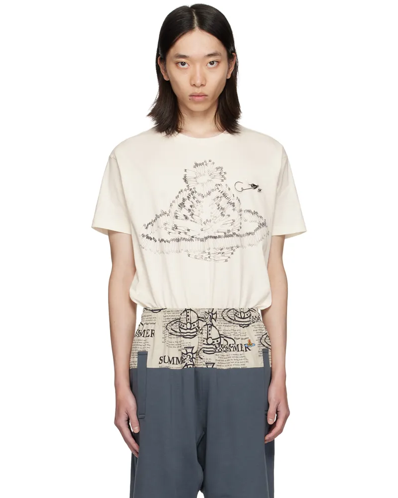 Vivienne Westwood Off-White Safety Pin Orb Classic T-Shirt Aw24-white