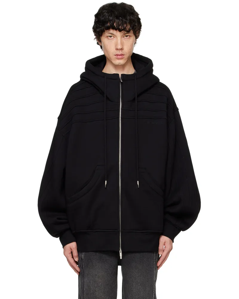 Feng Chen Wang Black Pleated Hoodie Black