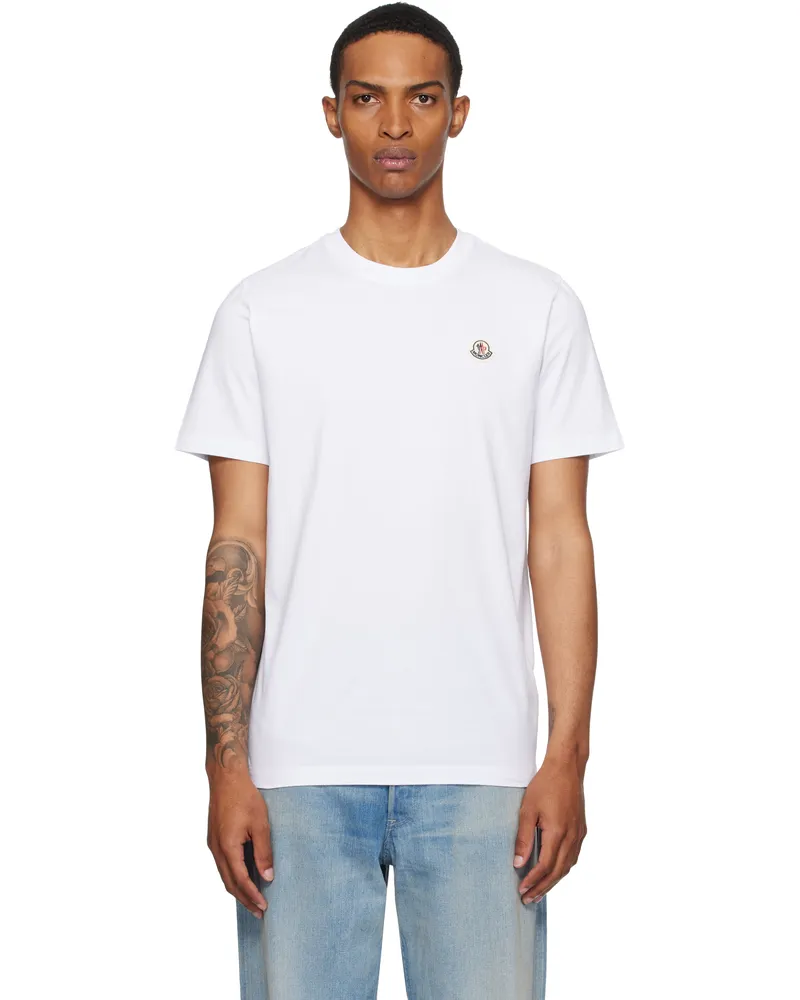 Moncler Three-Pack White Logo Patch Cotton T-shirts 001