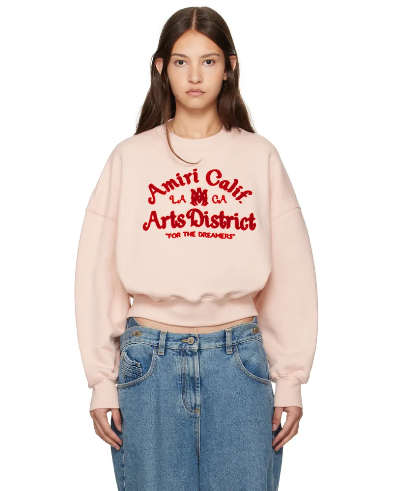 Amiri Pink 'Arts District' Cropped Sweatshirt Pale