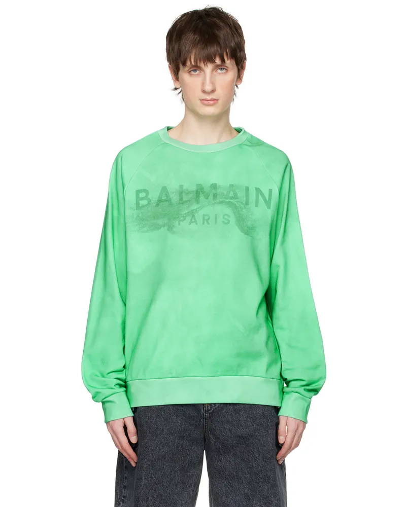 Balmain Green Printed Sweatshirt Uft