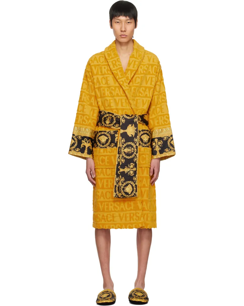 Versace Yellow 'I Heart Baroque' Bathrobe Z4004-gold