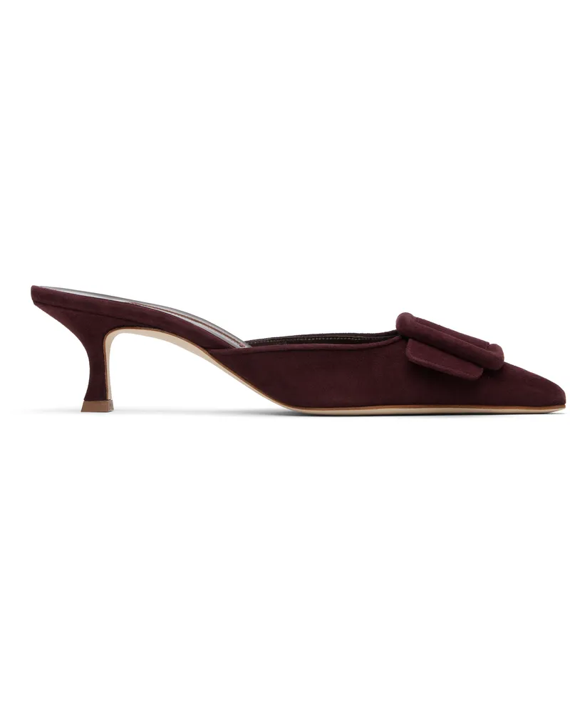 Manolo Blahnik Burgundy Maysale Heeled Sandals Dred(6025)