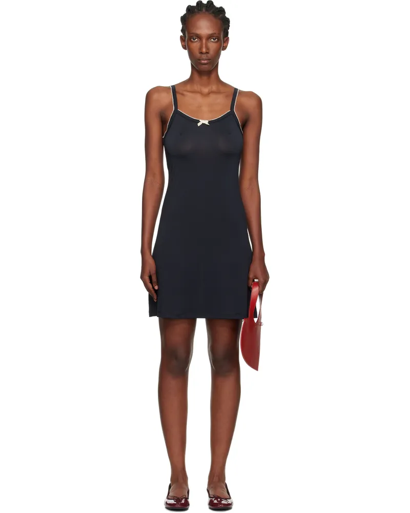 Caro Editions Black Jersey Slip Minidress Black
