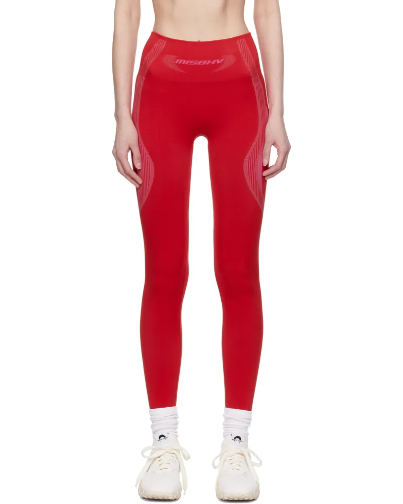 MISBHV SSENSE Exclusive Red Jacquard Sport Leggings Coral