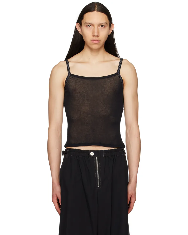 Dion Lee Black Semi-Sheer Tank Top Black