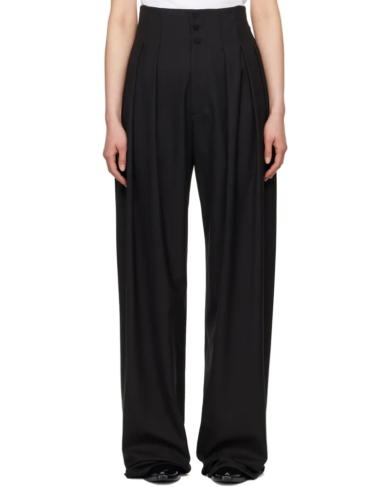 AARON ESH Black Pleated Trousers Black