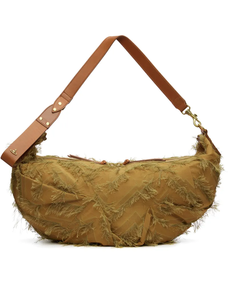 Vivienne Westwood Brown Fringes Fil Coupé Agnes Large Shoulder Bag C407