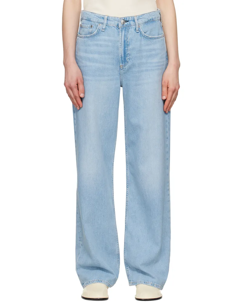 Rag & Bone Blue Featherweight Logan Wide-Leg Jeans Greenport