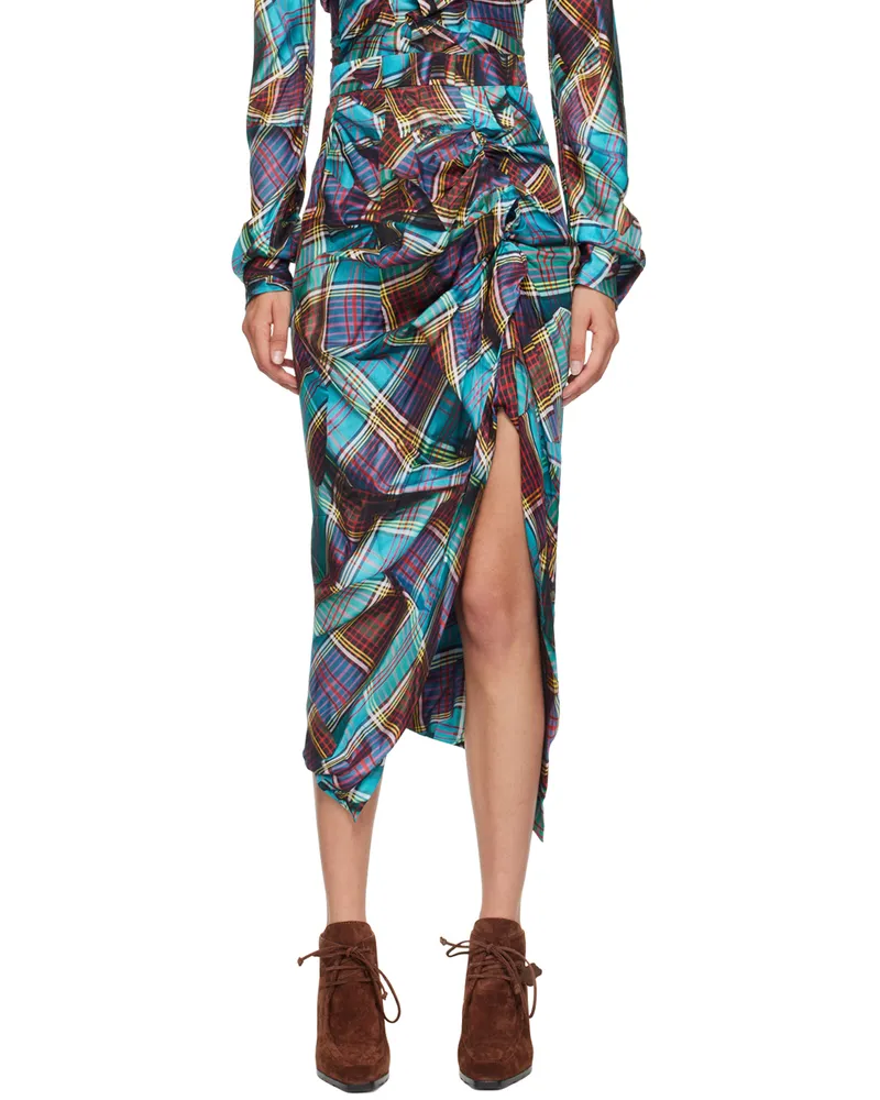 Vivienne Westwood Blue & Red Side Panther Midi Skirt L303