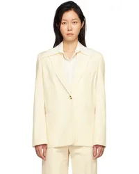 GIA STUDIOS Off-White Single Button Blazer Cream