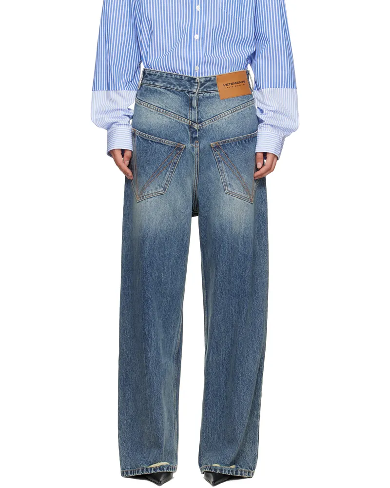 VETEMENTS Blue Back To Front Jeans Distressed