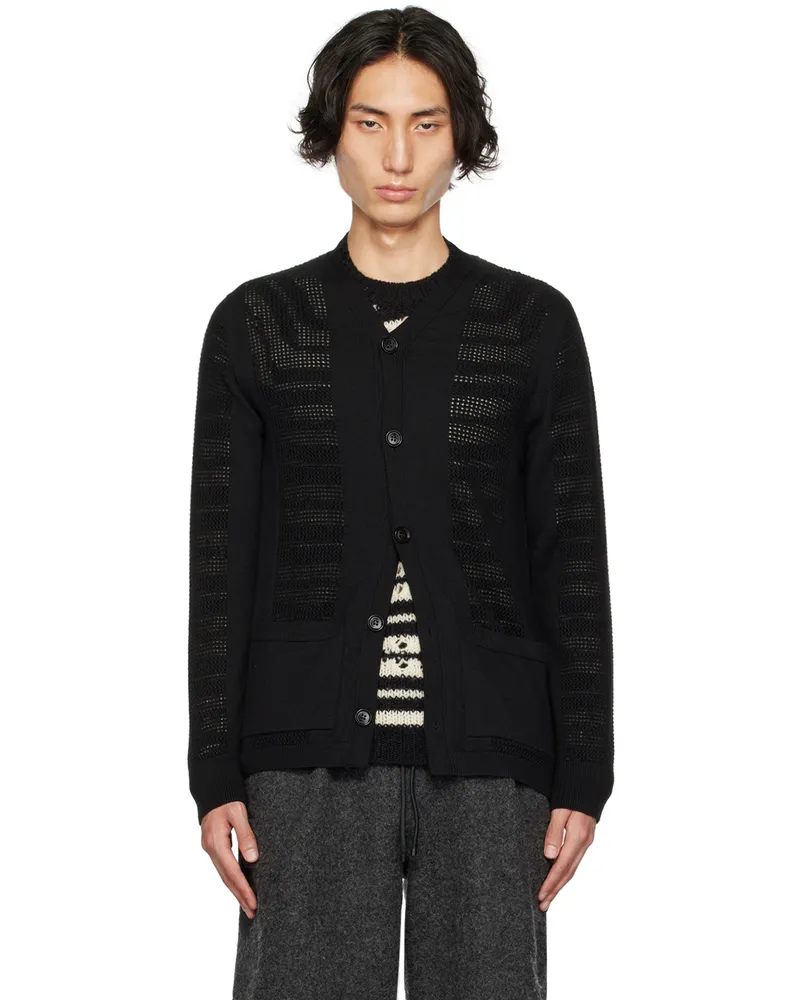 Dries van Noten Black Y-Neck Cardigan 900