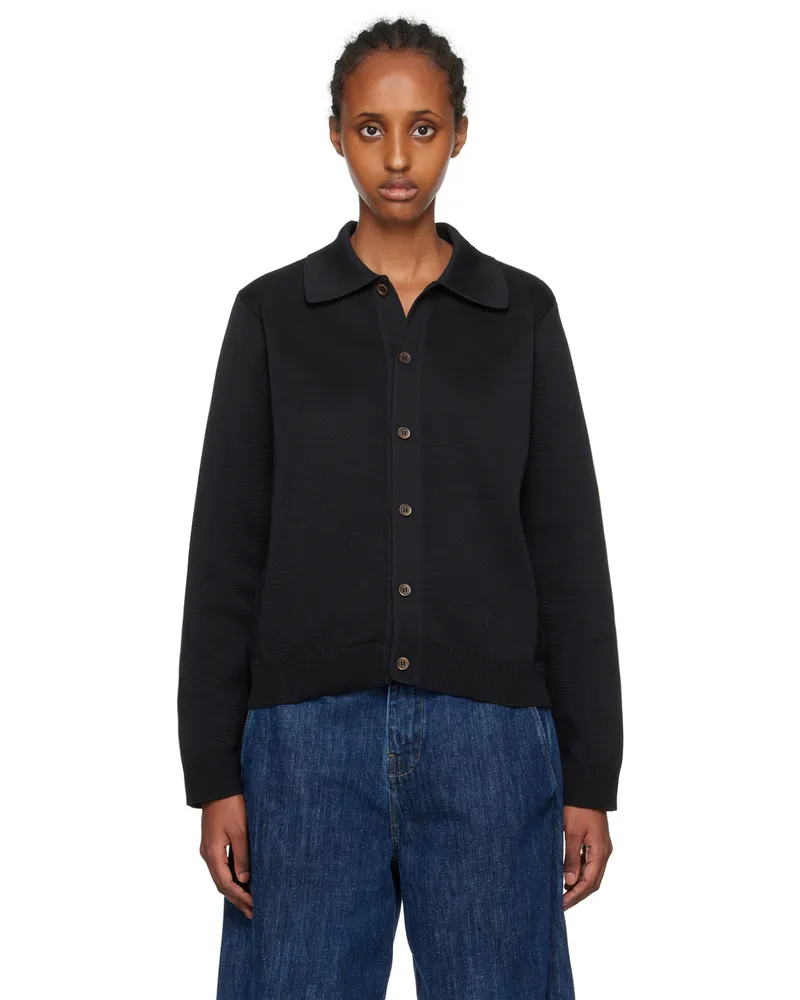 Our Legacy Black Evening Polo Cardigan Super