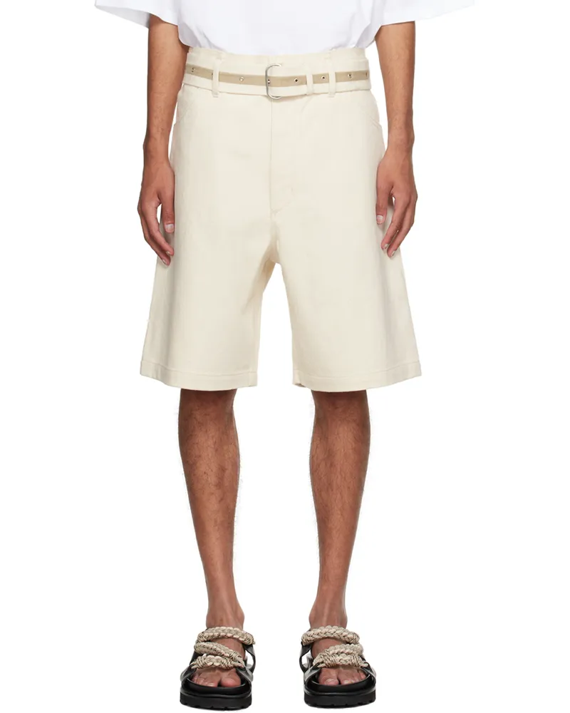 Jil Sander Off-White Belted Denim Shorts 280