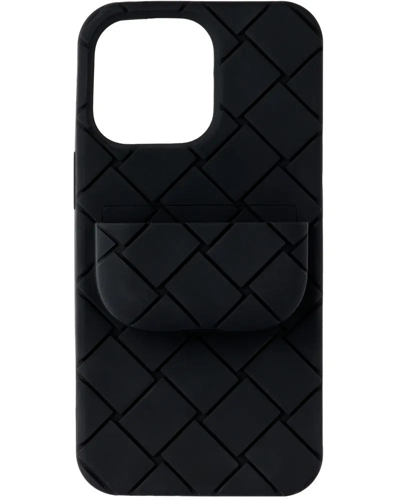 Bottega Veneta Black Intreccio iPhone 13 Pro Case Black