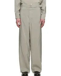 Christophe Lemaire Gray Seamless Belted Trousers Bklight