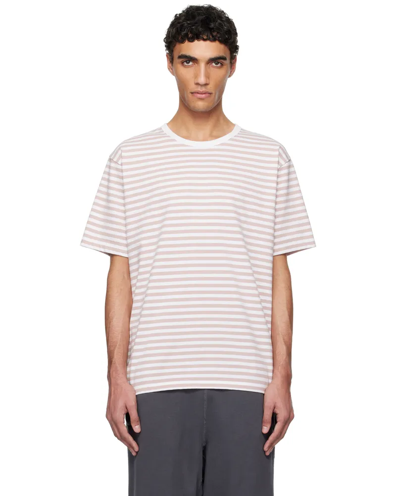nanamica Pink & White COOLMAX Stripe Jersey T-shirt Pink