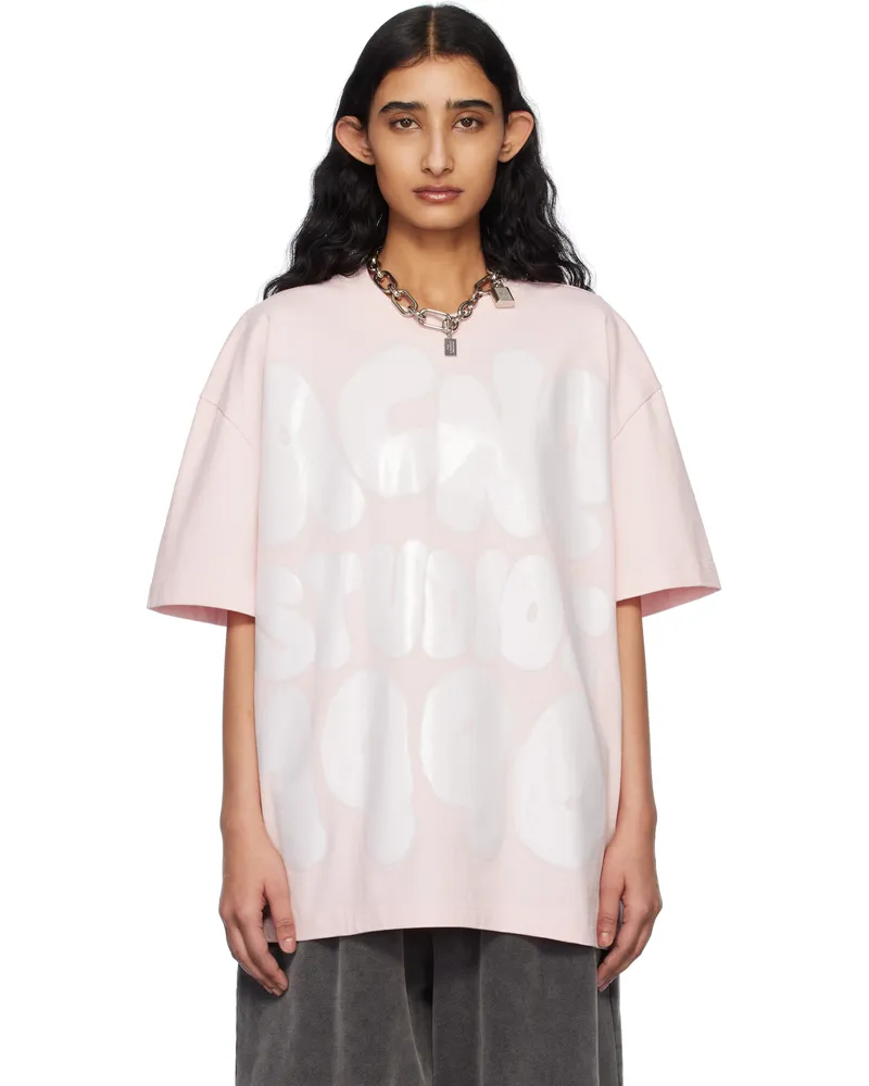 Acne Studios Pink Logo Relaxed Fit T-shirt Dsc
