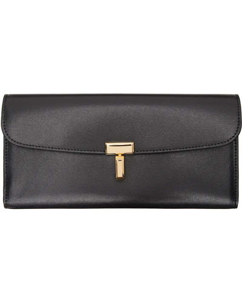 Totême Black T-Lock Leather Wallet Black